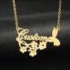 Nuevo collar con letra de diseño personalizado cadena O de acero inoxidable Rama de flor elemento de conejo joyería dulce y picante tres colores al por mayor