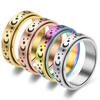 Anillo Giratorio Europeo y Americano de Acero de Titanio Estrella Luna de Amazon Anillo Descompresión Aliviar Ansiedad Anillo de Acero Inoxidable para Hombres y Mujeres