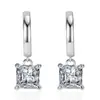 Pendientes cuadrados de circón simples y elegantes Pendientes cuadrados de diamante europeos y americanos Pendientes geométricos pendientes al por mayor