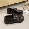 Zapatos Planos Cálidos de Invierno 2026 Estilo Británico Forrados de Felpa Hebilla Bidireccional Suela Gruesa Zapatos Pequeños de Piel para Mujer Sin Cordones Zapatos de Algodón Engrosados