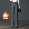 9207 pantalones acampanados a rayas forrados de polar pantalones de lana de invierno para mujeres de mediana edad ajustados pantalones de cintura alta para madres de mediana edad y ancianas