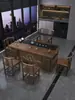 Nuevo juego de mesa de té y sillas de madera maciza estilo chino para balcón de apartamento pequeño, juego para sala de estar de té kung fu para el hogar, mesa de té integrada para preparar té
