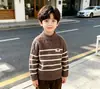 Suéter Gola Alta Meia-Calça Infantil Meninos Cruzamento de Fronteira Outono e Inverno 2026 Novo Estilo Suéter Listrado Infantil Malha para Meninos