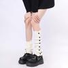 Cubiertas de Calcetines de Encaje Estilo Jk Escolar Japonés para Mujer, Calcetines Perezosos en Capas, Calentadores de Piernas de Punto Versátiles Blancos con Botones