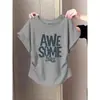 Camiseta de Manga Corta Estilo Nuevo 2026 con Mangas Volantes Pequeñas, Hombro Normal, Algodón Puro, Cintura Ajustada, Corte Ajustado, Adelgazante, Top Gris para Mujer, Estilo Coreano, Verano