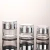 Em estoque frasco de vidro para creme fosco dispensador de amostras cosméticas frasco com tampa acrílica transparente frasco vazio selado para viagem