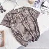 Lulu Bling Mesmo Estilo Tie-Dye Casual Solta Versátil Esportiva Manga Curta Feminina Corrida Fitness Secagem Rápida Yoga Camiseta