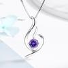 Sincero mútuo s925 colar de prata esterlina pingente macio curto clavícula cadeia doce roxo diamante em forma de coração fabricantes atacado