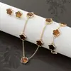 Pulsera, Collar y Pendientes de Trébol de Cinco Hojas de la Suerte de Nueva Moda Transfronteriza, Set de Pulsera de Temperamento, Joyería de Moda