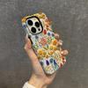 Capa Popular para Celular com Filme de Bordado Falso para Apple 13Pm, Capa de Celular Floral Estilo Coreano para 15Pro, Capa Dura de Camada Dupla Anti-Queda Atacado