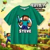 Camiseta infantil de manga corta de Minecraft con Creeper, Steve y Dragón del End, top de algodón 100% para niños