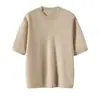Suéter Feminino de Cashmere 100% Puro com Gola Redonda para Outono e Inverno, Moda Feminina, Tricô, Peça Básica, Manga Curta, Cor Lisa, Versátil