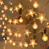 Luces Solares de Cadena Led Impermeables Luces de Estrella Luces Festivas Decoración Navideña Tienda de Campaña al Aire Libre Estilo Camping Luces de Ambiente