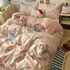 Juego de ropa de cama de Clase A de cuatro piezas, algodón puro, sábana de algodón lavado, funda de edredón, juego de tres piezas para dormitorio de estudiante