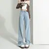 Jeans de Pierna Ancha para Mujer Primavera y Otoño 2024 Moda Nueva Tendencia talla extra Cintura Alta Adelgazante Retro Sueltos Rectos