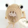 Gorro Infantil Otoño e Invierno Hecho a Mano Lindo Dibujo Animado Orejas de Rana Gorro de Lana Cálido Tejido