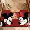 Alfombra de Piso para Boda Dibujo Animado Mickey Felpudo para Puerta de Entrada Boda Alfombra de Puerta Palabra Boda Decoración Festiva Roja Felpudo