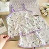 Conjunto de Ropa de Casa para Niñas de Verano, Elegante Conjunto de Pijama con Pantalones Cortos de Tirantes Florales de Dibujos Animados Coreanos para Bebés y Niños