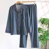 Pijama Estilo Novo 2026, Algodão Puro Primavera e Outono, Pode Ser Usado Fora, Cardigan Oversized de Manga Longa de Alta Qualidade, Conjunto 100% Algodão