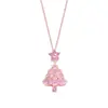 Collar de Fiesta Navideña Europeo y Americano para Mujer Cadena para Clavícula con Colgante de Árbol de Navidad de Copo de Nieve de Estrella de Cinco Puntas de Diamante de Alta Gama
