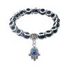 Aleación Palma Hueca Ojos Azules Colorido Color Mezclado Colgante de Cuentas Pulsera Elástica Joyería Simple para Pareja en stock