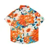 Camisas Florales de Comercio Exterior Transfronterizo, Manga Corta, Unisex, Estilo Pareja, Estilo Vacaciones en la Playa, Festival Songkran, Camisas Tailandesas, Chaquetas