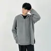 Suéter Negro con Media Cremallera para Hombre Estilo Otoño/Invierno Fresco y Elegante Sensación de Alta Gama Ropa de Punto con Capucha Marca de Moda Capa Interior Ropa de Punto Base