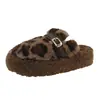 Aumento de 6CM Zapatillas de Media Pantufla Cerradas con Felpa Zapatos Peludos Ropa Exterior para Mujer 2026 Otoño/Invierno Nuevas Versátiles Casuales Pantuflas de Algodón para Mujer