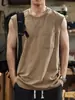 Chaleco de Color Sólido Pesado Casual Holgado de Verano para Hombre Camiseta sin Mangas Retro Americana Ropa Deportiva para Jóvenes