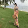 Vestido de Playa Estilo Monet Vintage con Diseño de Pintura al Óleo Colorida, Vestido de Verano Ajustado para Mujeres Petite, Color de la Imagen
