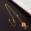 Colar Pingente Bússola Borboleta Rotativa de Rubi em Joia Banhada a Ouro, Mesmo Estilo das Lojas de Ouro, Corrente de Clavícula de Nicho de Alta Qualidade para Mulheres