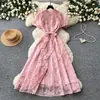Vestido de Encaje Lentejuelas Comercio Exterior Mujer 2026 Verano Cintura Alta Falda Línea A Banquete Elegante Temperamento Vestido Largo