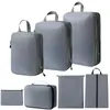 Conjunto de Compressão para Armazenamento de Viagem com 7 Peças para Roupas Sapatos Higiene Pessoal Cosméticos Sacos de Armazenamento Sacos Impermeáveis Armazenamento Portátil