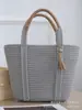 [Coleção] Bolsa de Ombro de Fio de Algodão e Corda de Algodão para Passeio de Primavera da Mamãe, Bolsa Trançada Feita à Mão, Bolsa de Imitação de Rattan, Bolsa Tote para o Dia a Dia