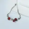 Pulseira feminina Garnet Fox s925 prata esterlina estilo étnico retrô faça truque antigo pulseira flor de pêssego Fox atacado