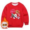 Suéter del equipo Wang Wang, suéter de algodón puro con cuello redondo para niños, chaqueta holgada gruesa con forro polar y parte superior cálida para niñas