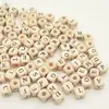 DIY 10mm 8mm Contas de Madeira Quadradas de Alta Qualidade na Cor Natural da Madeira com Letras em Inglês, Contas Naturais Soltas para Brinquedos