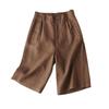 Shorts de Lino de Algodón para Mujer Verano Sueltos Delgados Transpirables Elastómero Cintura Alta Pierna Ancha Pantalones Combinables Adelgazantes Hasta la Rodilla Casuales