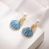 Pendientes de concha de diseño azul perla de verano de alta calidad, elegantes y pequeños, pendientes de océano nuevos