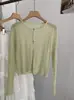Cardigan de Punto Liso de Manga Larga con Cuello Redondo y Botones Sencillos Omalai para Primavera y Verano 6921