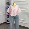 Moda Femenina Transfronteriza Europea y Americana Verano 2026 Nuevo Diseño Elegante Holgado Versátil Top Camisa Corta con Cuello de Solapa