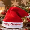 Bordado Chapéu de Natal Adulto Chapéu Presente Suprimentos Decorações de Natal Chapéu de Natal Vermelho Papai Noel