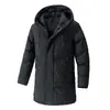 Casaco de algodão de inverno para homens em tamanhos grandes, estilo coreano, casual, moderno, versátil, quente, comprimento médio, cinza e preto