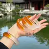Pulsera Auténtica de Calcedonia Púrpura Hielo de Alta Calidad, Pulsera Ancha de Jade Violeta, Pulsera de Calcedonia de Cuarzo Morado Claro Transparente Hielo