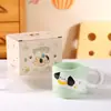 Conjunto de Xícaras de Cerâmica Empilháveis para Homens e Mulheres, Caneca de Cachorro de Desenho Animado, Par de Xícaras, Xícara para Leite e Café, Design Criativo de Animal