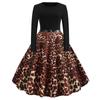 Fornecimento de fábrica de um grande número de novos vestidos de manga longa com estampa de leopardo retrô JY13200