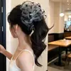 Grampo Banana de Malha Plissada com Borda de Madeira de Bolinhas para Mulheres 2026 Novo Clássico Elegante Versátil Acessório de Cabelo