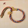 Pulsera de Reencarnación de Xizang para Mujer, Pulsera Colorida de Hilo de Algodón Enrollado a Mano que se Puede Atar con Caja Gawu, Pulsera de Tara Verde de Cinco Vías