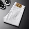 Calça jeans Tencel de alta qualidade da marca francesa para homens, corte slim fit, corte reto, elástica, respirável, calça casual cropped, novo modelo de verão