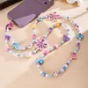 Nuevo Colgante de Cadena para Teléfono con Flor de Acrílico Bicolor Dulce, Colgante Intercambiable para Bolso con Cuentas de Colores Caramelo